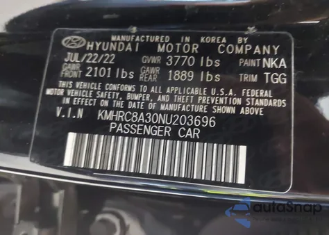 2022 Hyundai Venue Sel из США, поврежденный, VIN KMHRC8A30NU203696